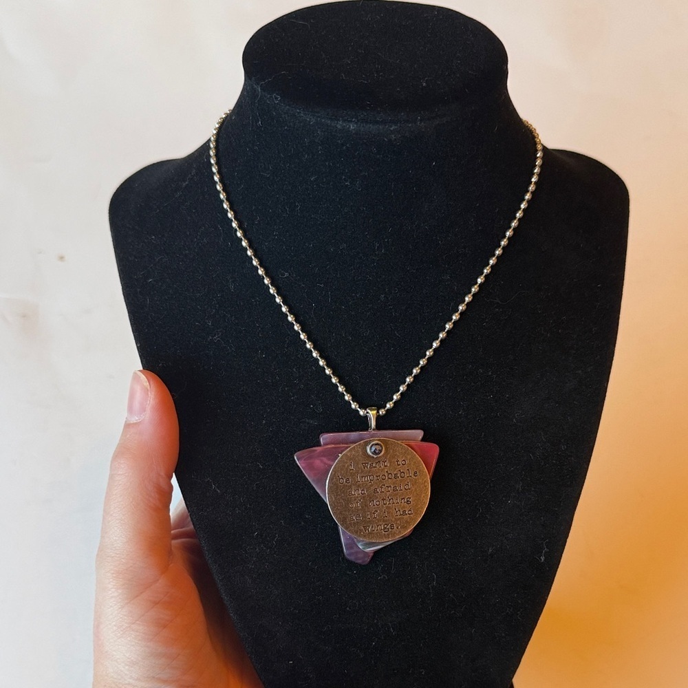 Handmade Pink and Silver Layered Pendant Necklace